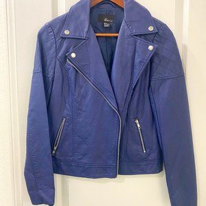 Blue Faux Leather Jacket - Never Worn